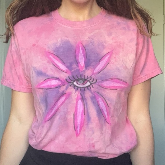 Pink Flower Hippie Trippy Psychedelic Tshirt Size S - Picture 6 of 6